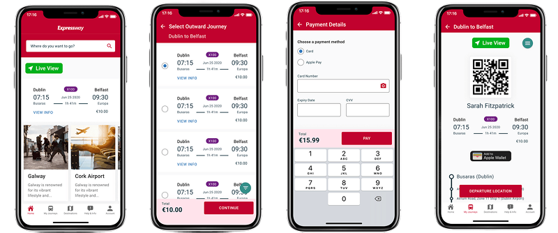 Reimagined Expressway customer journey across app, web and on-coach touchpoints