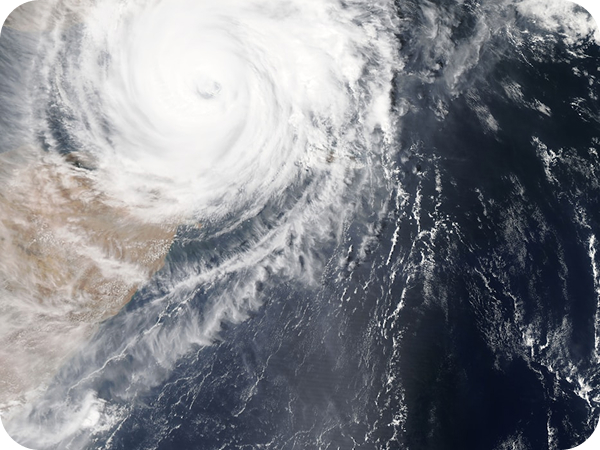 Met Éireann weather visualisation evoking the resilient cloud-based forecast services delivered on AWS.